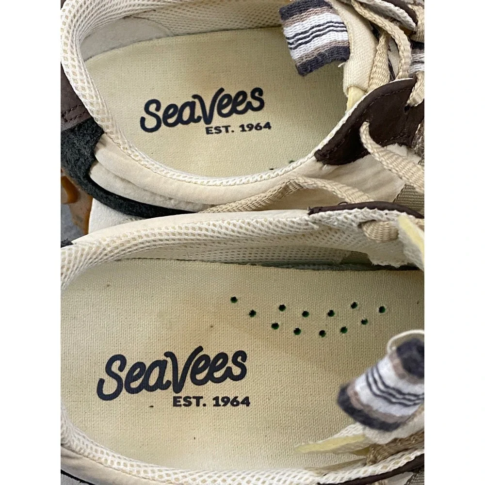 SeaVees Retro Acorn Trainer Womens 9 Black Tan Suede Nylon Platform Sneaker Low